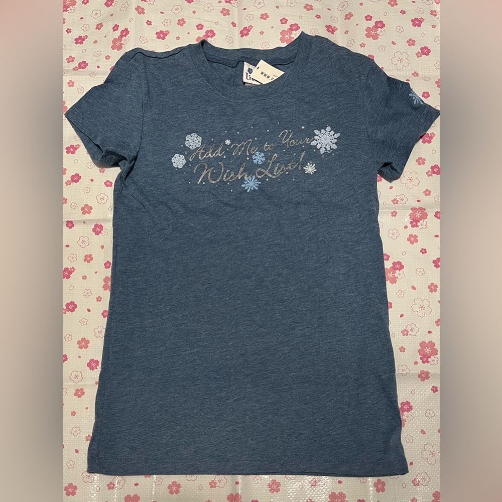 Pacsun/Lilu Women's Holiday Blue Graphic T-shirt M